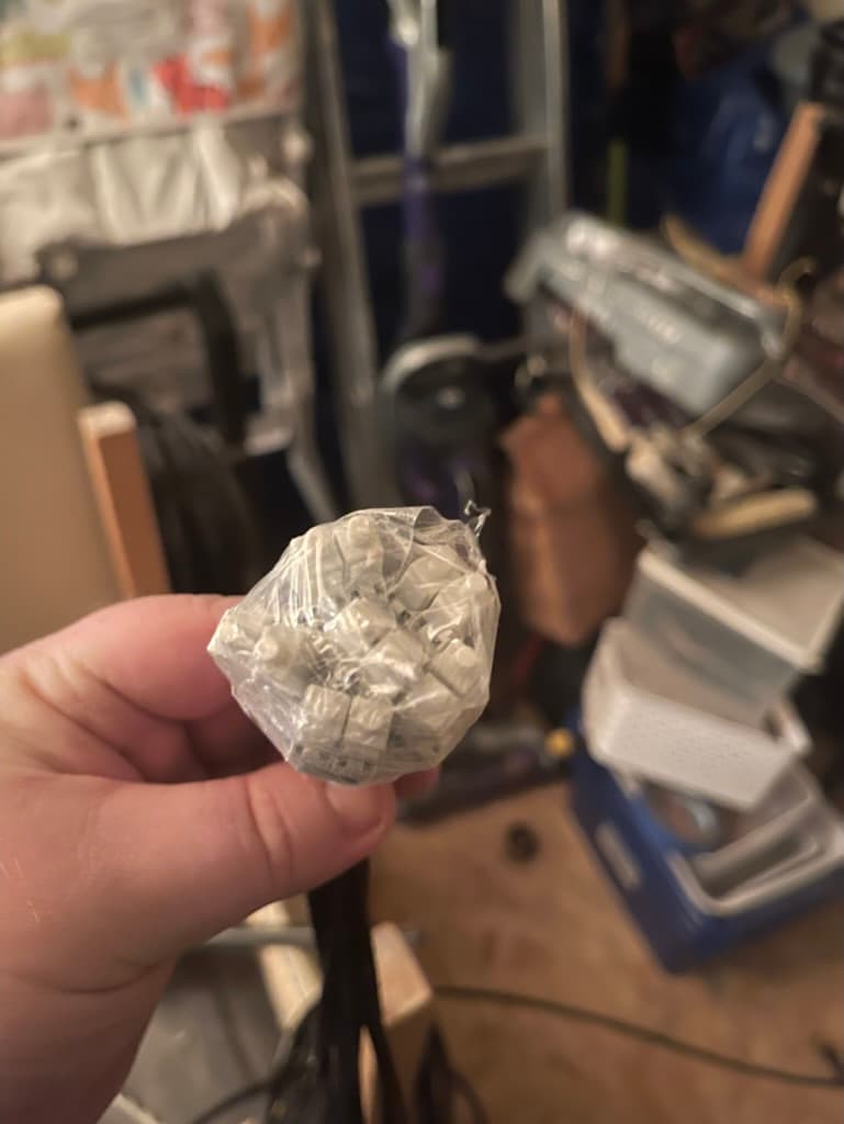 Bundle of UPC LC connectors wrapped in their protective packaging…